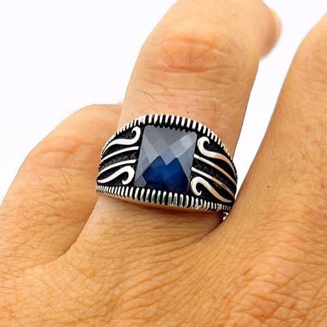 Blue Sapphire Stone Silver Ring