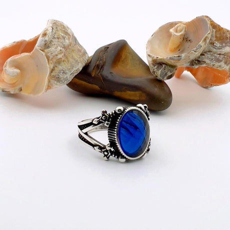 Blue Sapphire Stone Silver Ring