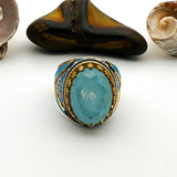 Blue Tourmaline Oval Ring Ottoman Jewelry