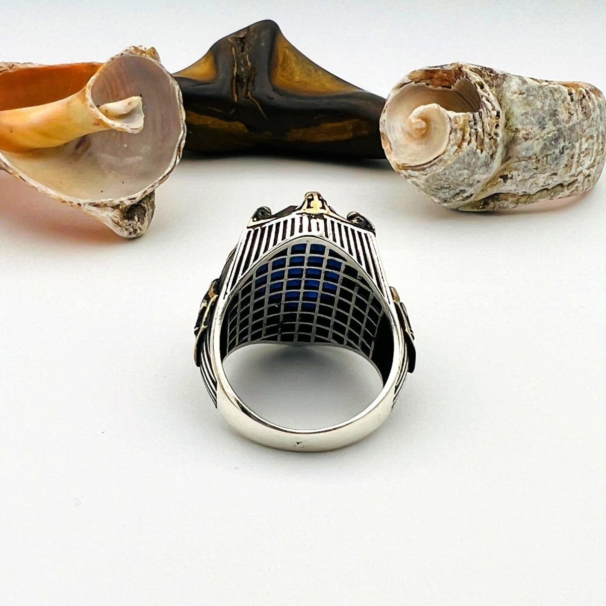 Blue Tourmaline Oval Stone Men's Ring