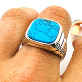 Blue Turquoise Stone Men's Ring