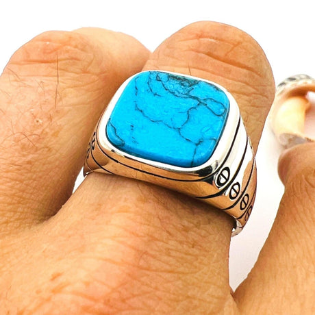 Blue Turquoise Stone Men's Ring