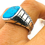 Blue Turquoise Stone Men's Ring