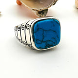 Blue Turquoise Stone Men's Ring