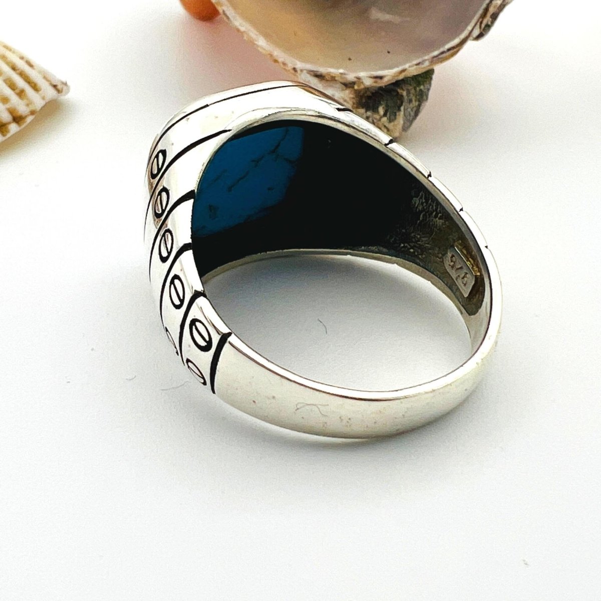 Blue Turquoise Stone Men's Ring