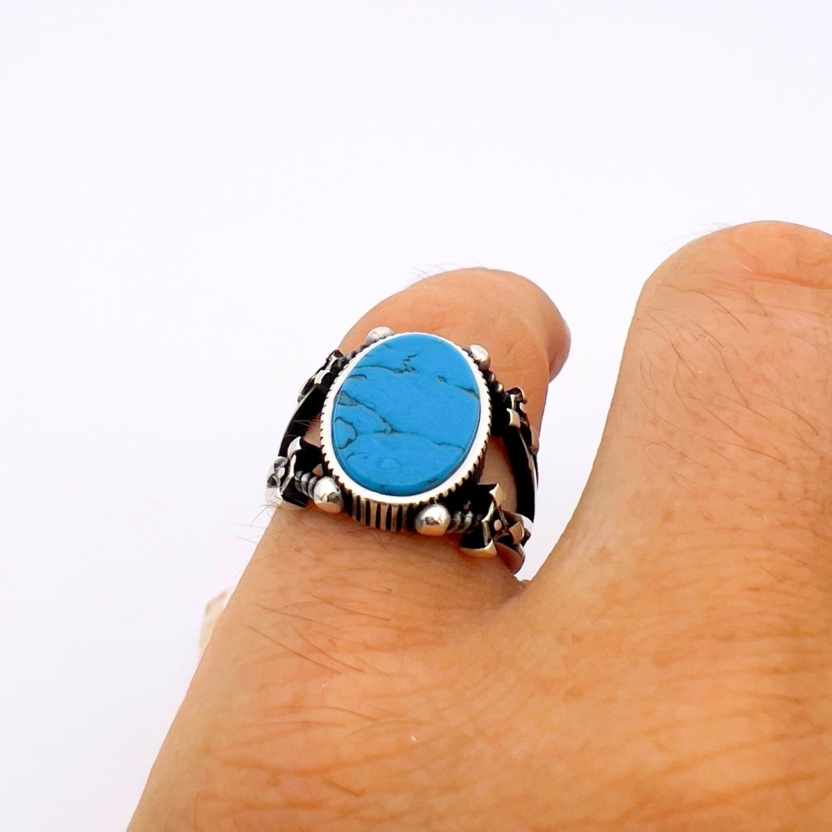 Blue Turquoise Sword Ring Jewelry - TryAladdin