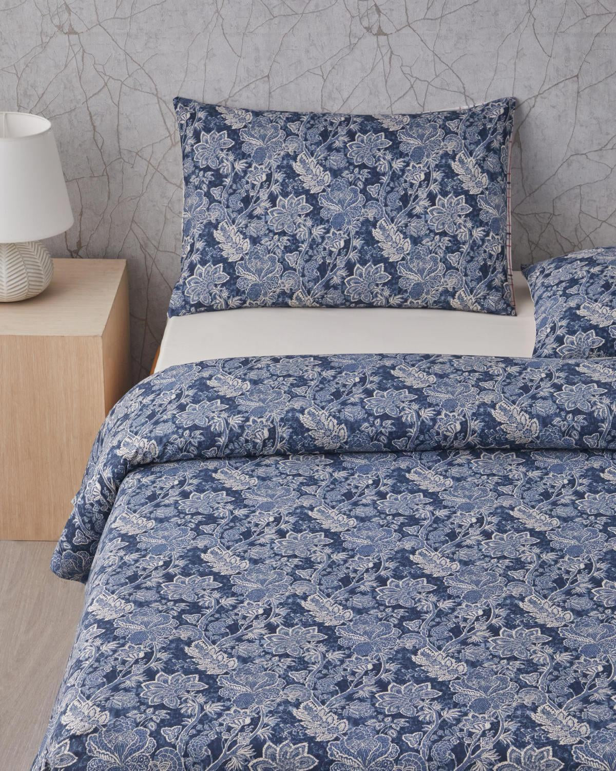 Professional Grade Cotton Single Bedding Set Navy Blue