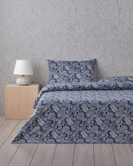Professional Grade Cotton Single Bedding Set Navy Blue
