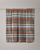 Premium Bold Stripe Cotton Acrylic Double Blanket Dark Grey