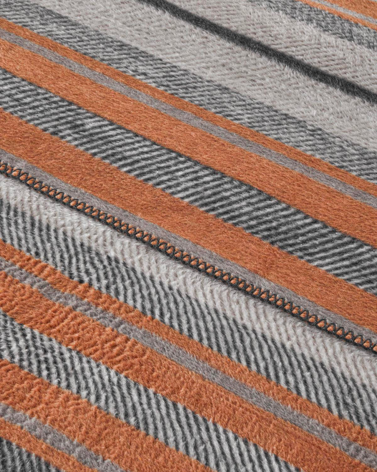 Premium Bold Stripe Cotton Acrylic Single Blanket Dark Grey