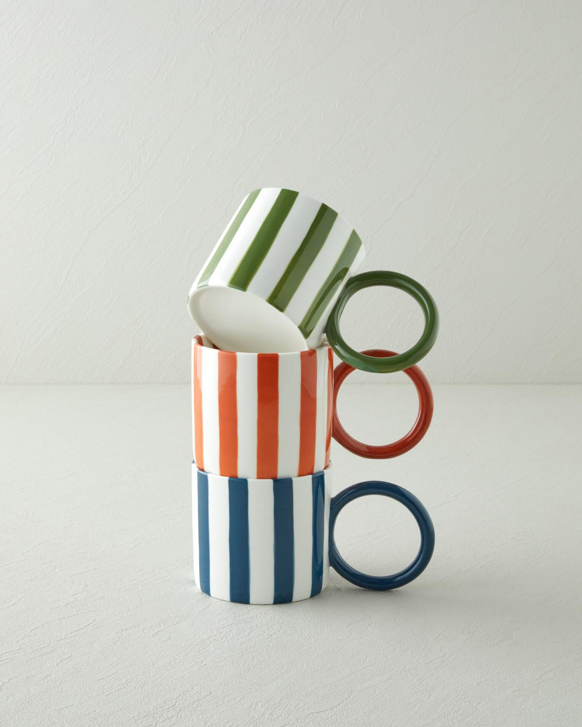 Commercial Grade Orange Bold Lines New Bone China Mug