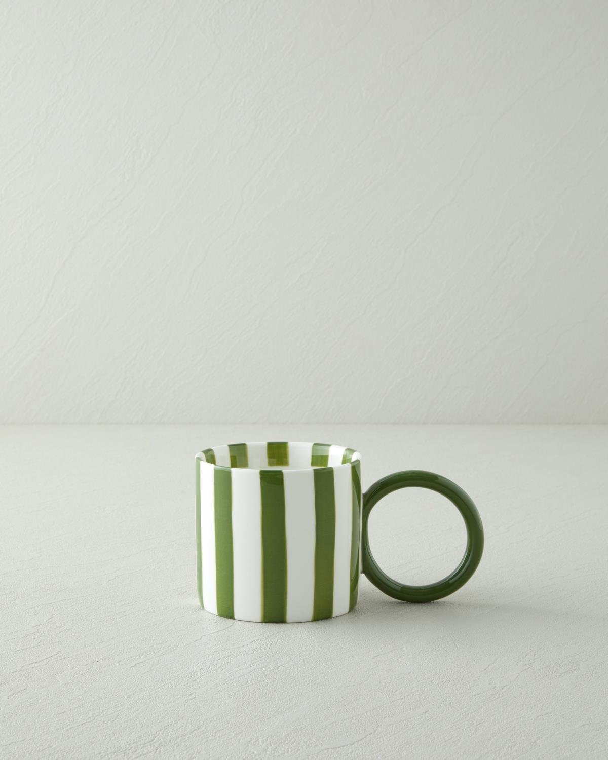 Premium New Bone China Bold Lines Mug   Green