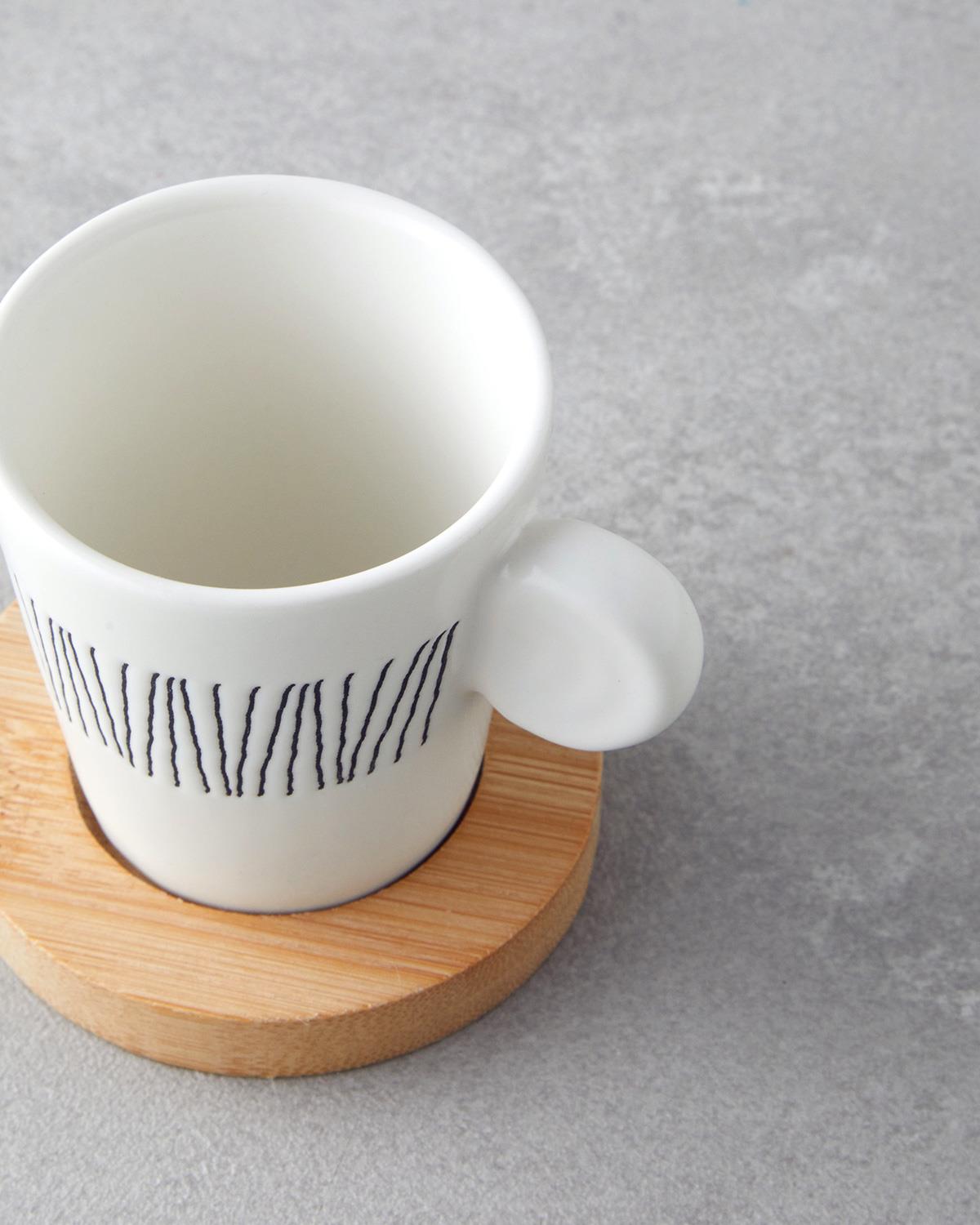 Professional Stoneware Espresso Coffee Cup Set 6 Piece Black White Beige