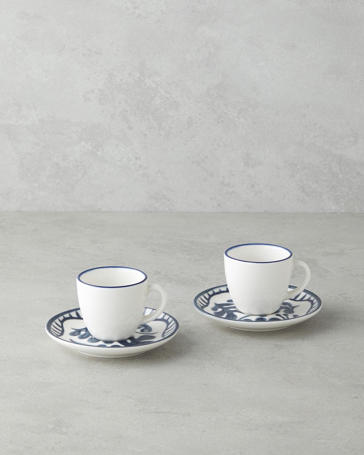 Premium Bone Porcelain Dark Blue Coffee Cup Set 90ml 4 Piece Retail