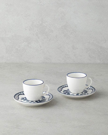 Premium Bone Porcelain Dark Blue Coffee Cup Set 90ml 4 Piece Retail