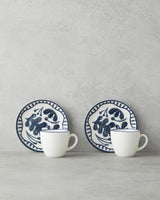 Premium Bone Porcelain Dark Blue Coffee Cup Set 90ml 4 Piece Retail
