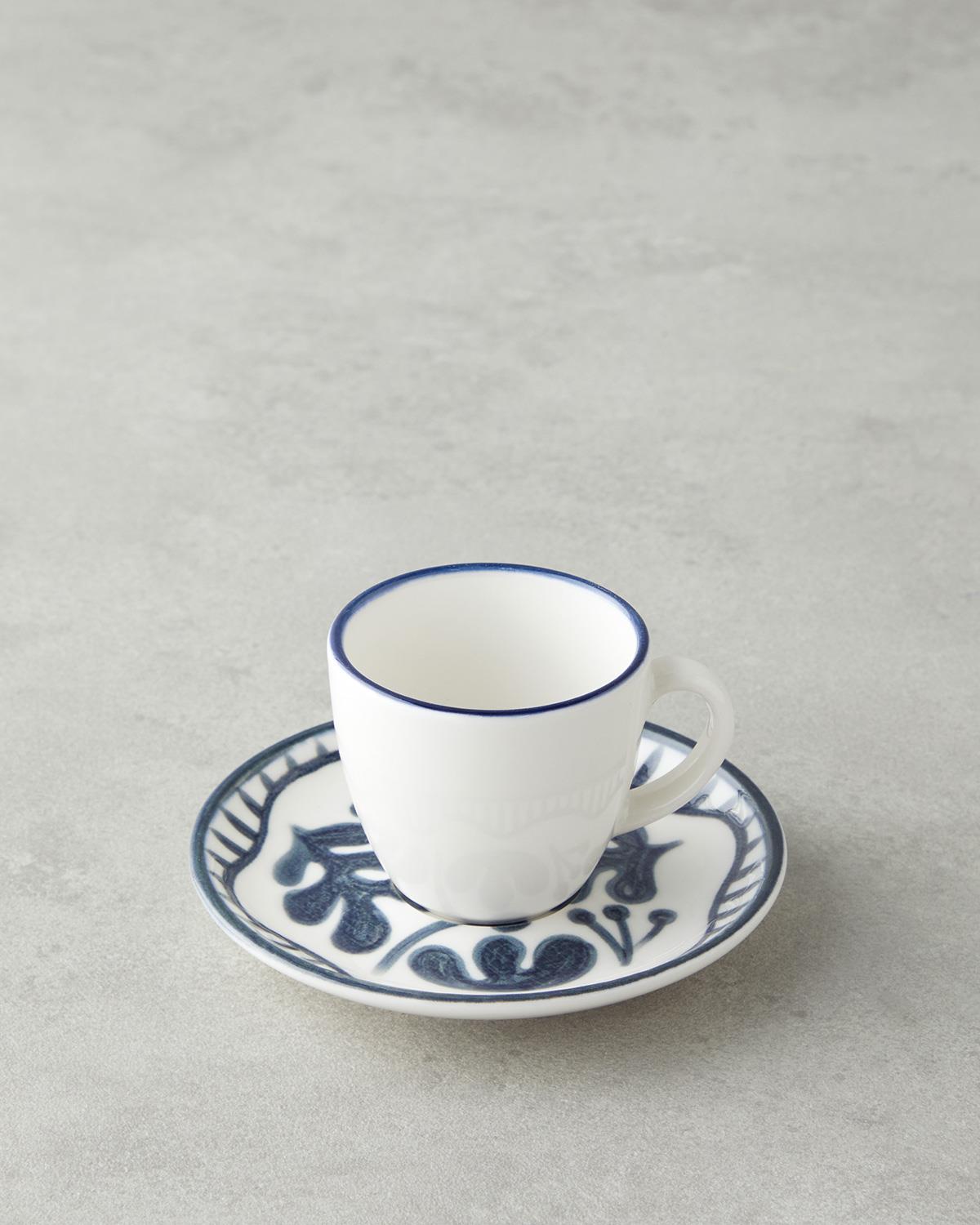 Premium Bone Porcelain Dark Blue Coffee Cup Set 90ml 4 Piece Retail