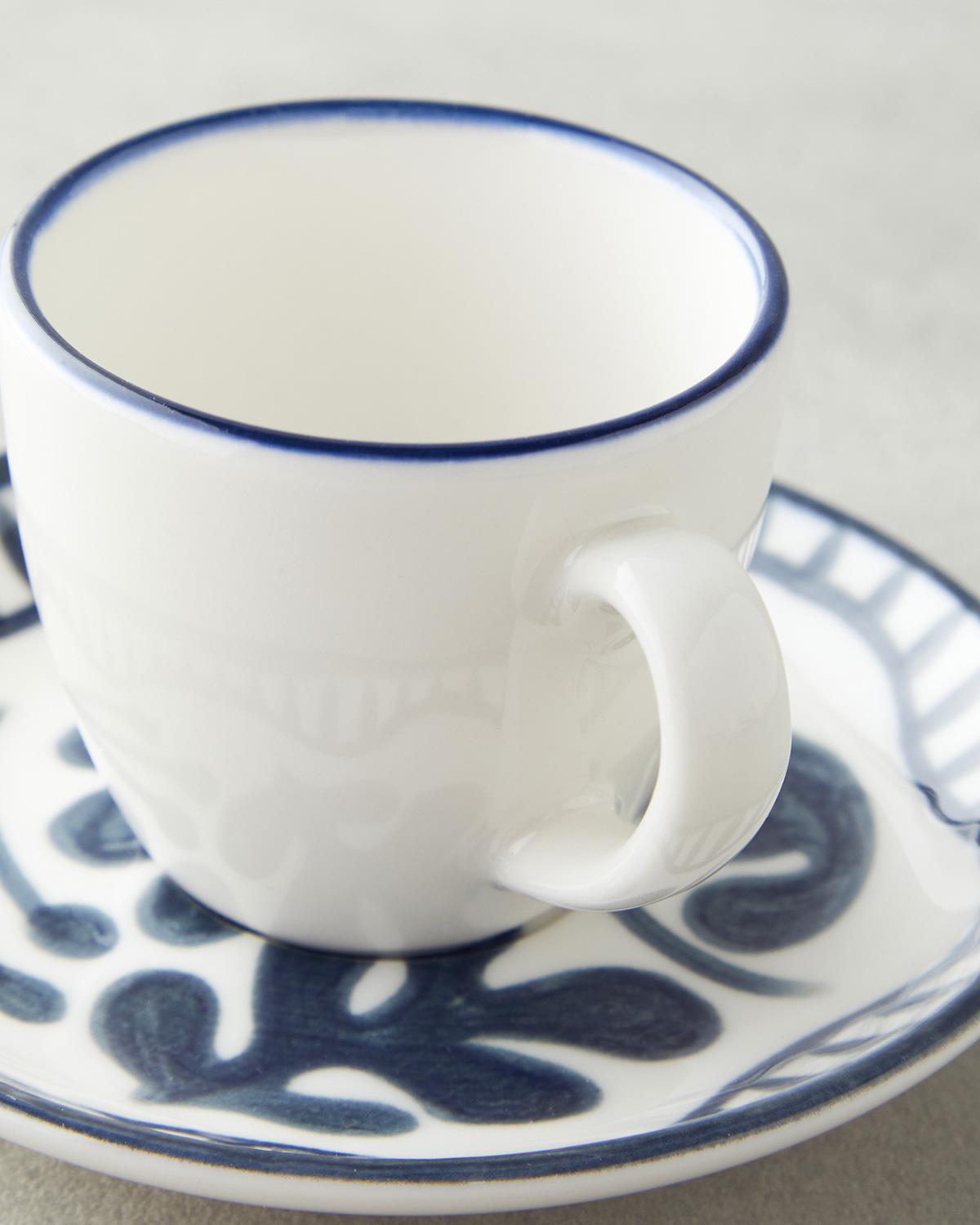Premium Bone Porcelain Dark Blue Coffee Cup Set 90ml 4 Piece Retail