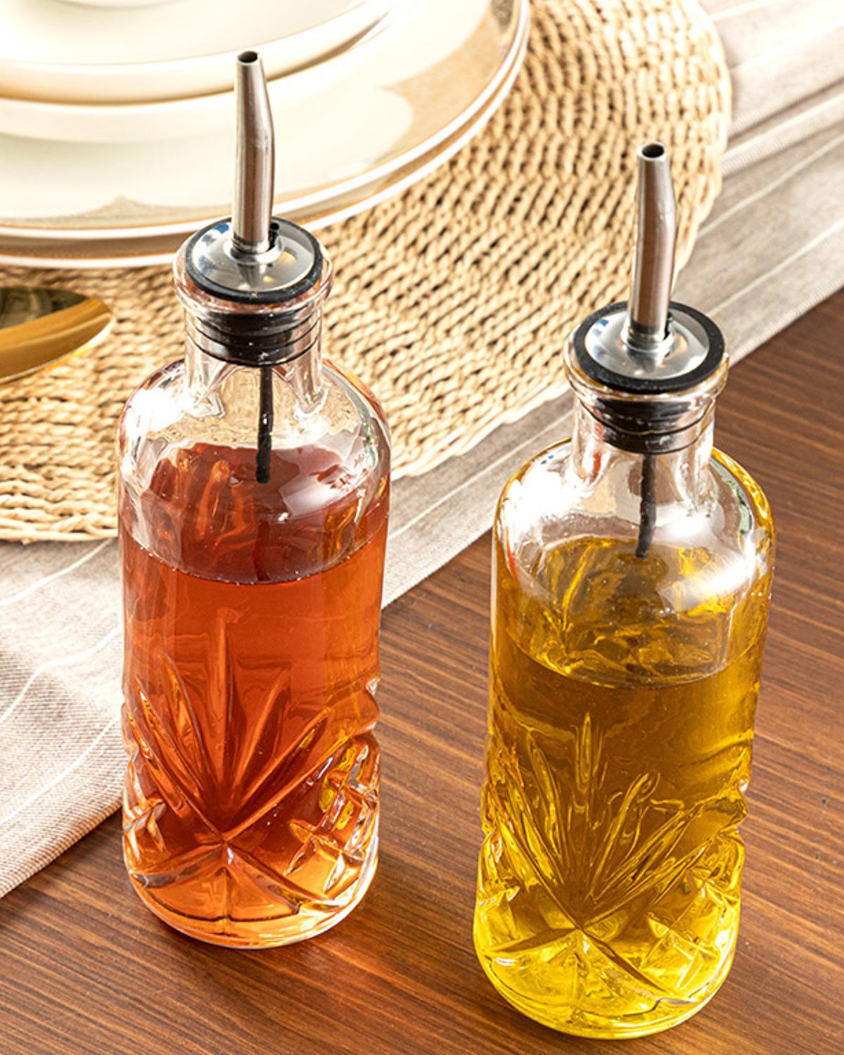 Dosatori professionali in vetro trasparente per olio e aceto 18cm