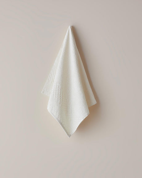 Premium Border Check Cotton Hand Towel - Ivory