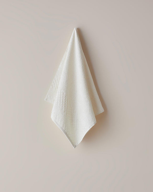 Premium Border Check Cotton Hand Towel - Ivory
