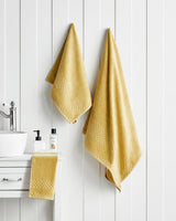 Premium Cotton Face Towel Border Check Design Yellow