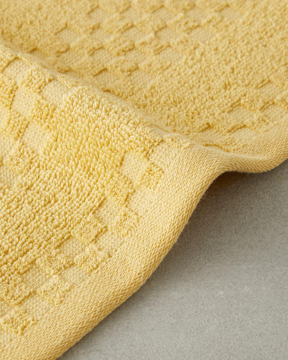 Professional Grade Border Check Yellow Cotton Hand Towel