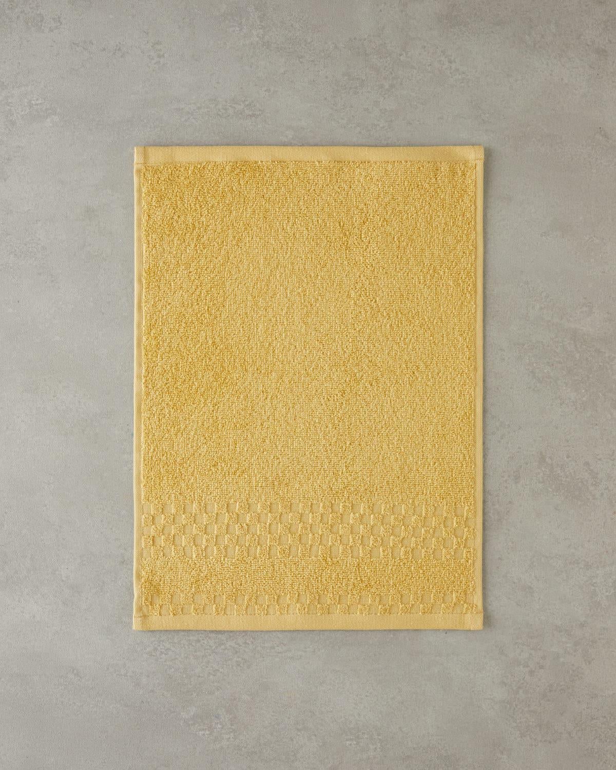Professional Grade Border Check Yellow Cotton Hand Towel