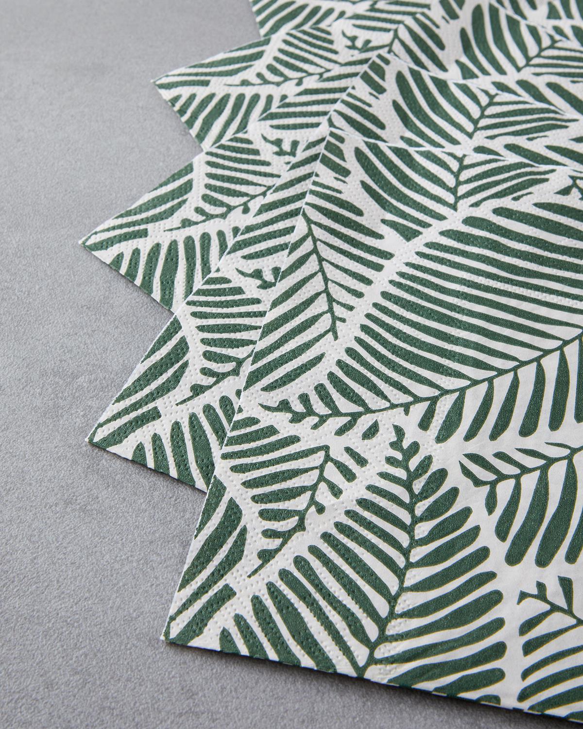 Professional Green Floral Print Paper Napkins   Bulk 20 Count