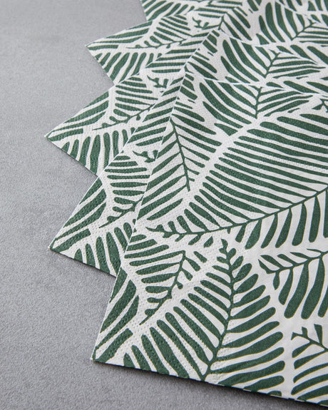 Professional Green Floral Print Paper Napkins - Bulk 20 Count