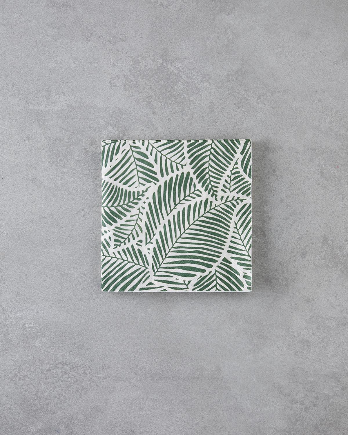Professional Green Floral Print Paper Napkins   Bulk 20 Count