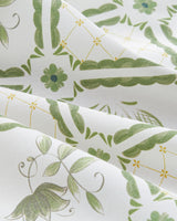 Premium Cotton Polyester Botanical Garden Tablecloth White Green