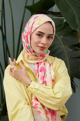 Botanical Pink Cotton Viscose Shawl - Soft & Thin () - TryAladdin