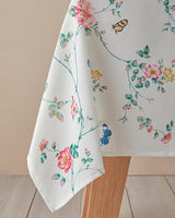 Professional Grade Botanical Polyester Tablecloth   Cream Pink