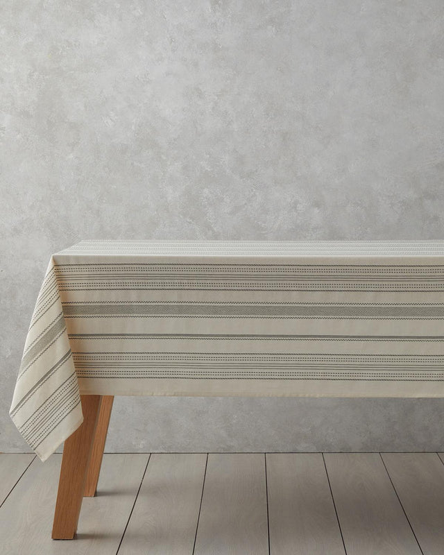 Professional-Grade Cotton Tablecloth-Cream-Green-140x200cm