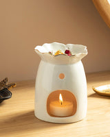Elegant White Ceramic Floral Aroma Diffuser