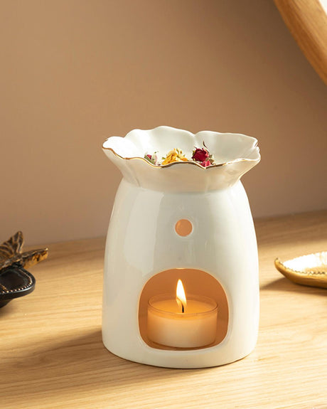 Elegant White Ceramic Floral Aroma Diffuser