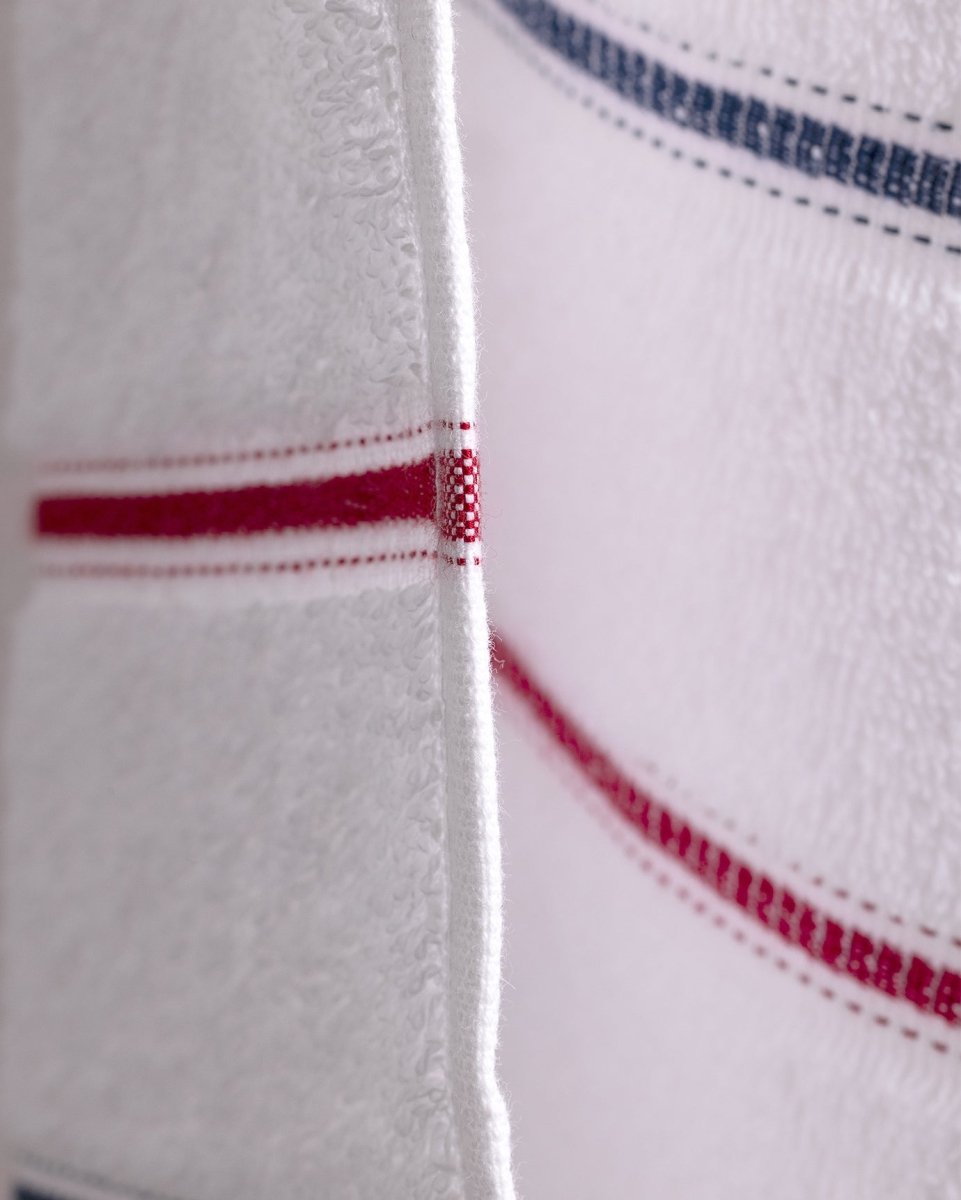 Bourrache Cotton Bath Towel - Plush & Absorbent - White & Navy - TryAladdin