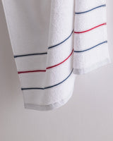 Bourrache Cotton Bath Towel - Plush & Absorbent - White & Navy - TryAladdin