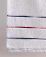 Bourrache Cotton Bath Towel - Plush & Absorbent - White & Navy - TryAladdin