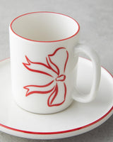 Premium Bone Porcelain Turkish Coffee Cup Set 4 Piece 90ml Red Green
