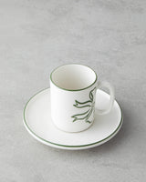 Premium Bone Porcelain Turkish Coffee Cup Set 4 Piece 90ml Red Green