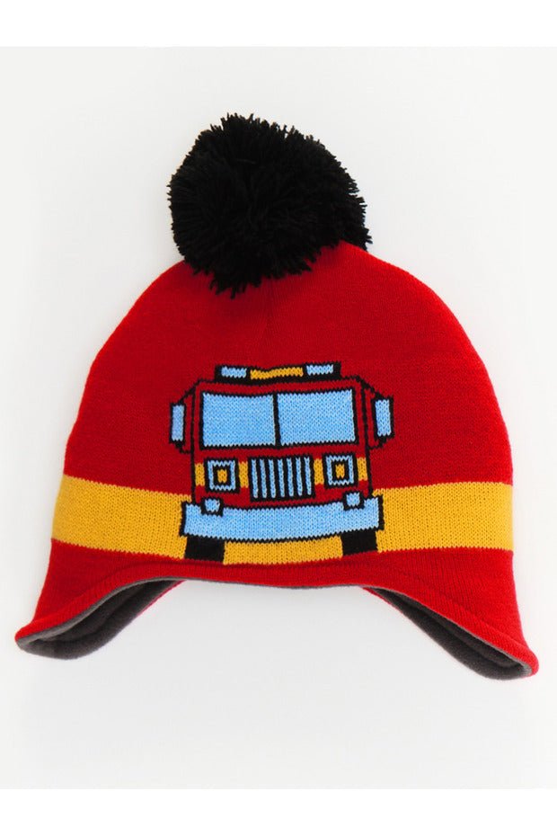Boy's Fire Truck Beanie Hat - Warm & Safe for 2 Olds - TryAladdin