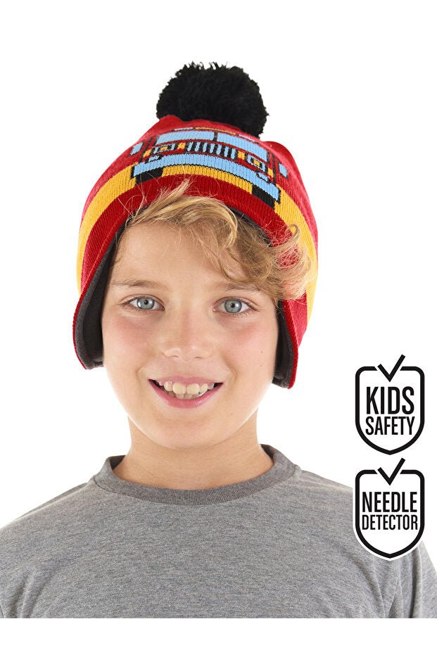 Boy's Fire Truck Beanie Hat - Warm & Safe for 2 Olds - TryAladdin