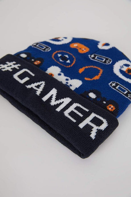 Boys' Gamer Pattern Knit Beanie - Warm & Stylish - TryAladdin