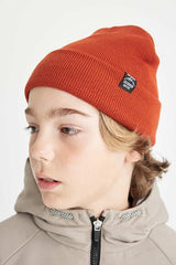 Boy's Knitted Beanie - Warm & Stylish with Woven Label - TryAladdin