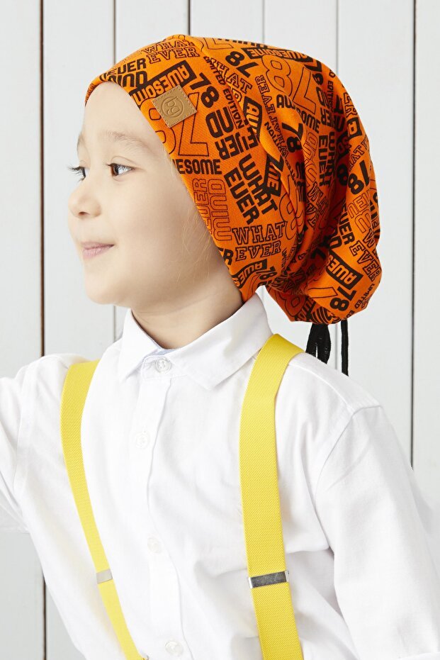 Boy's Orange Graphic 4 - Season Hat Beanie Buff - TryAladdin