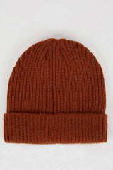Boy's Ribbed Knitted Beanie - Standard Size with Patch - TryAladdin
