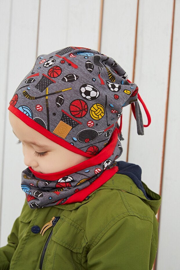 Boy's Sport Beanie & Neck Warmer Set - Soft Cotton - TryAladdin