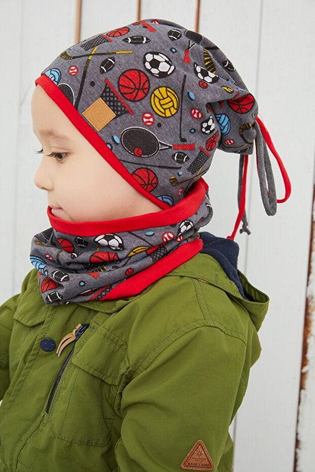 Boy's Sport Beanie & Neck Warmer Set - Soft Cotton - TryAladdin